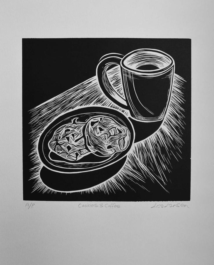 Cookies & Coffee (Linocut)