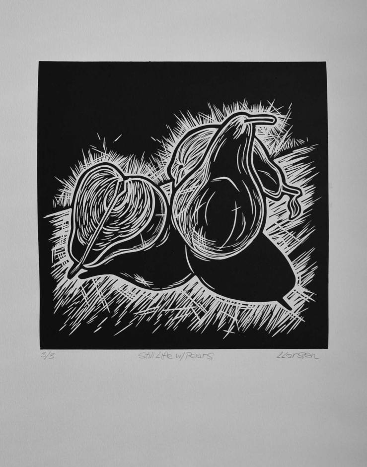 Still Life with Pears (Linocut)